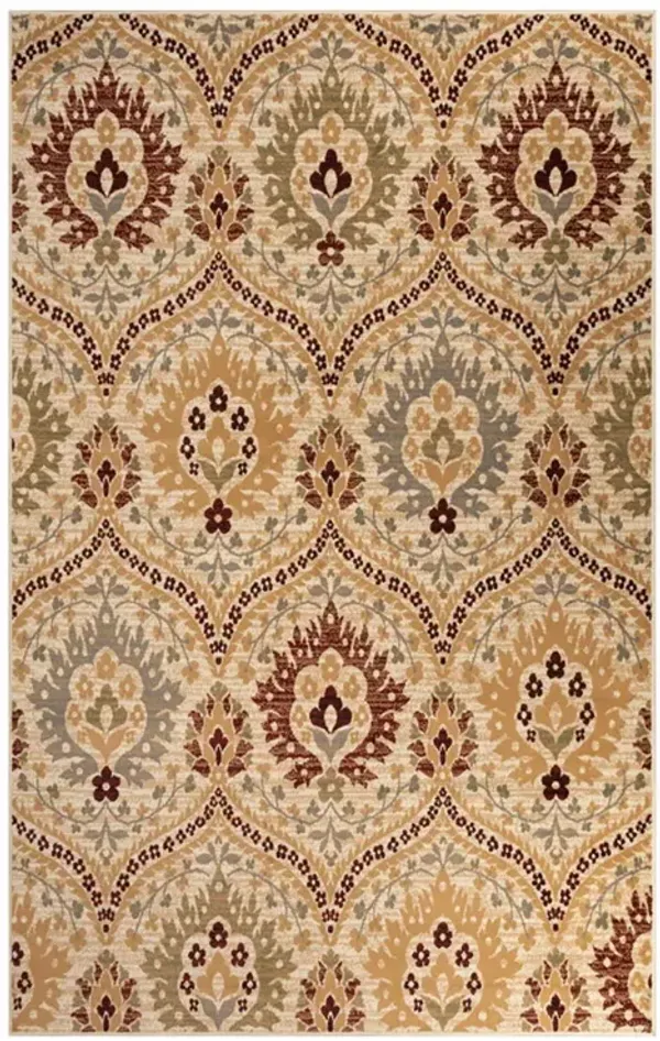 8' x 10' Floral Stain Resistant Area Rug - Camel Gray And Rust