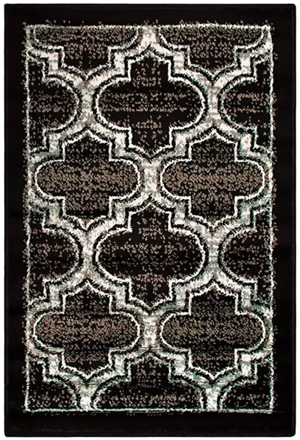2' x 3' Geometric Stain Resistant Area Rug - Black