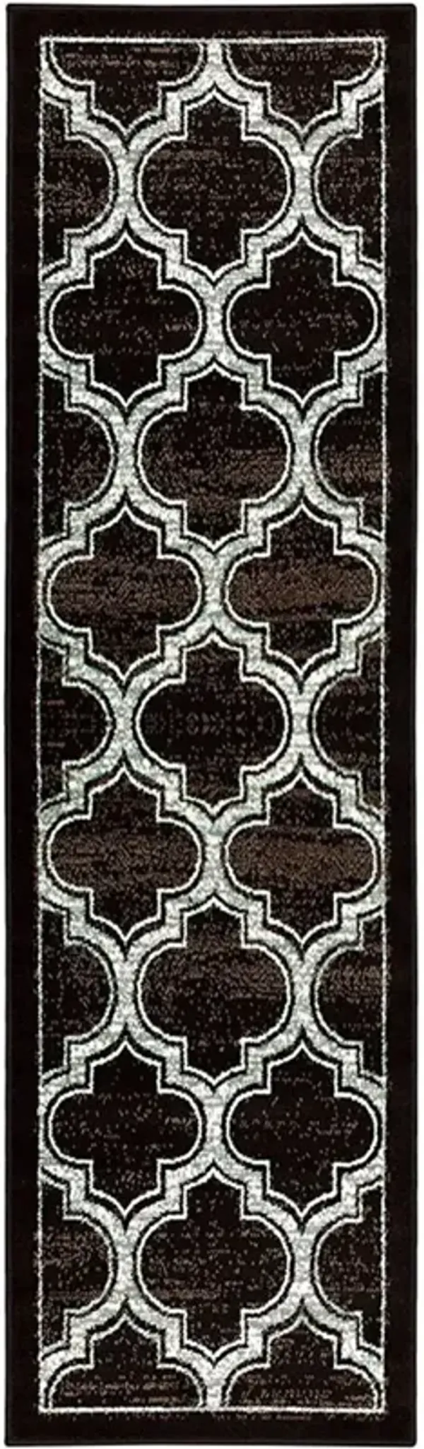 8' Geometric Stain Resistant Runner Rug - Black