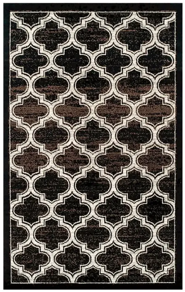8' x 10' Geometric Stain Resistant Area Rug - Black