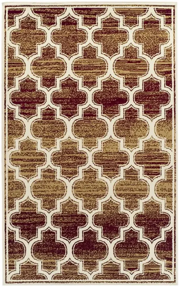 8' x 10' Geometric Stain Resistant Area Rug - Brick And Gold