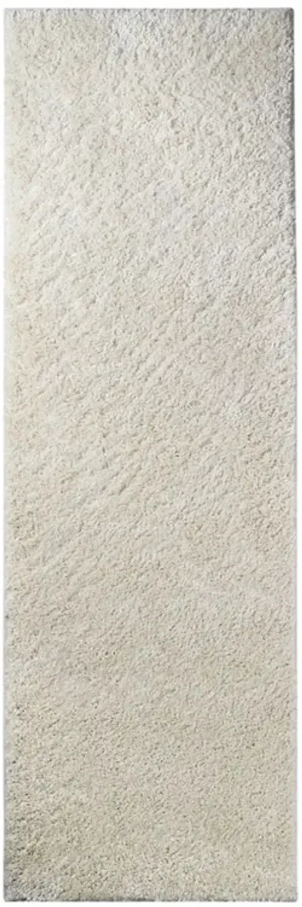 8' Shag Stain Resistant Runner Rug - Ivory