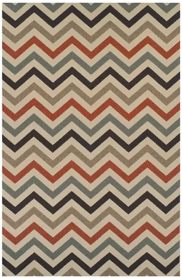 8' x 10' Power Loom Stain Resistant Area Rug With Fringe - Stone Chevron