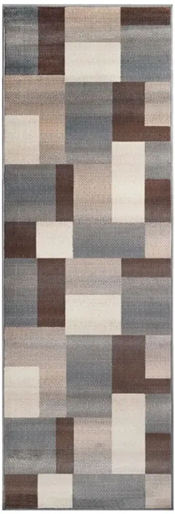 10' Patchwork Stain Resistant Runner Rug - Gray