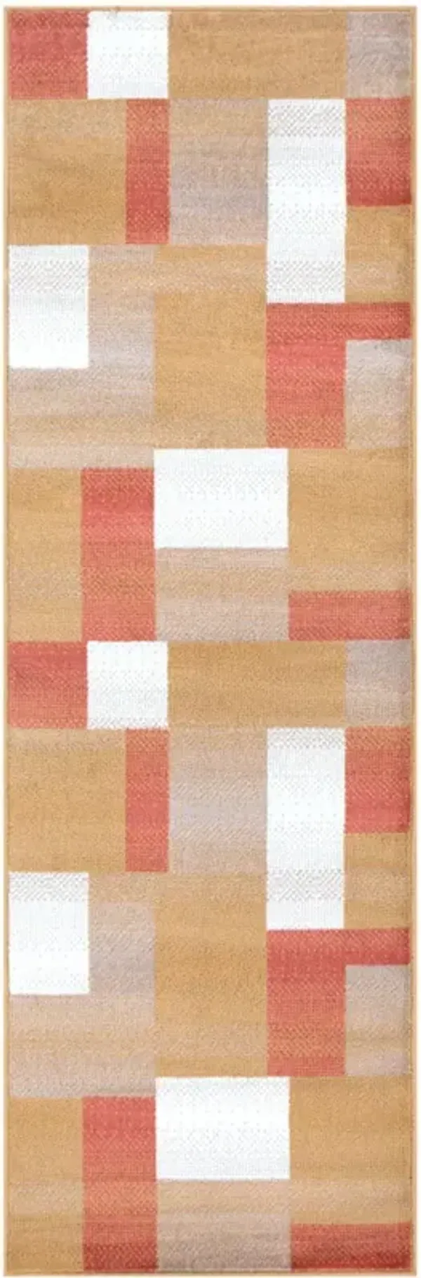 8' Patchwork Power Loom Stain Resistant Runner Rug - Terra Cotta