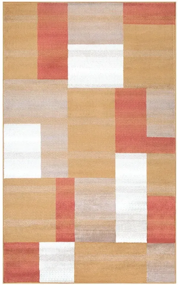2' x 3' Patchwork Power Loom Stain Resistant Area Rug - Terra Cotta
