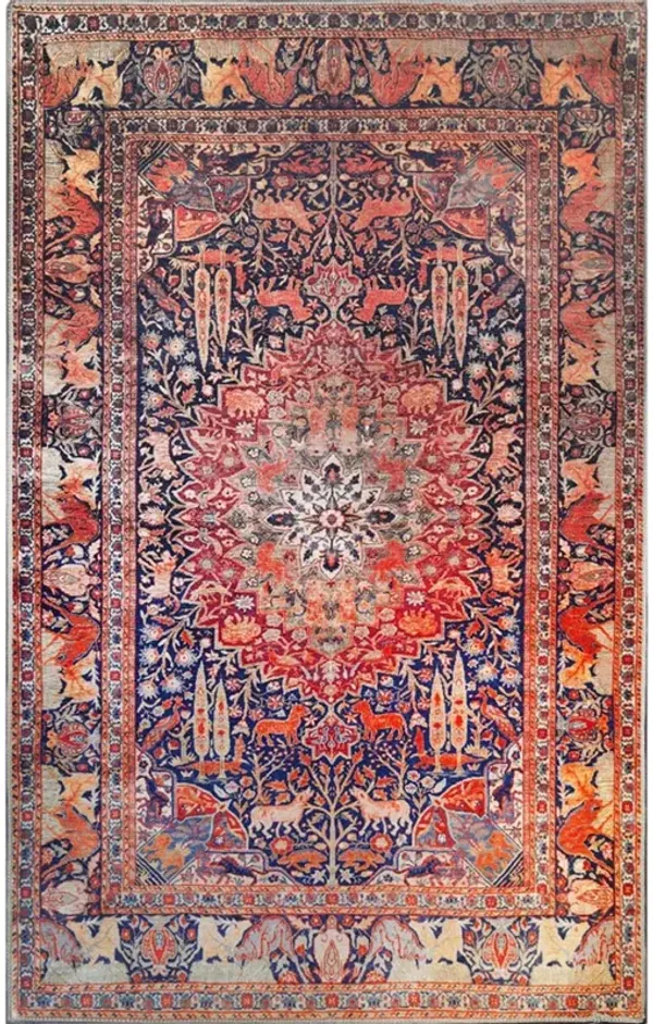 5' x 7' Medallion Stain Resistant Area Rug - Brown