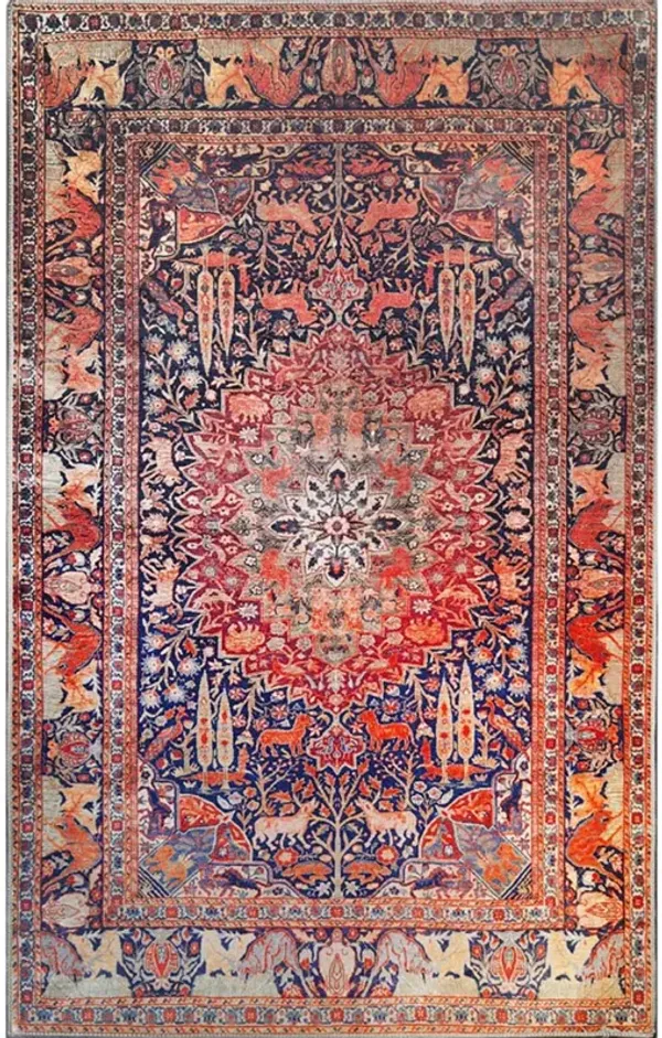 7' x 9' Medallion Stain Resistant Area Rug - Brown