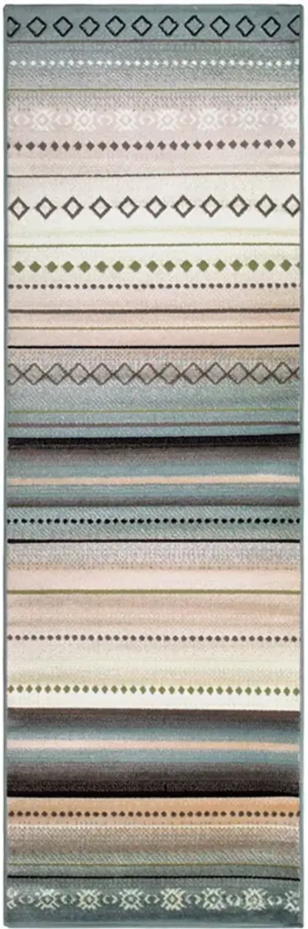 8' Southwest Geometric Stain Resistant Runner Rug - Gray