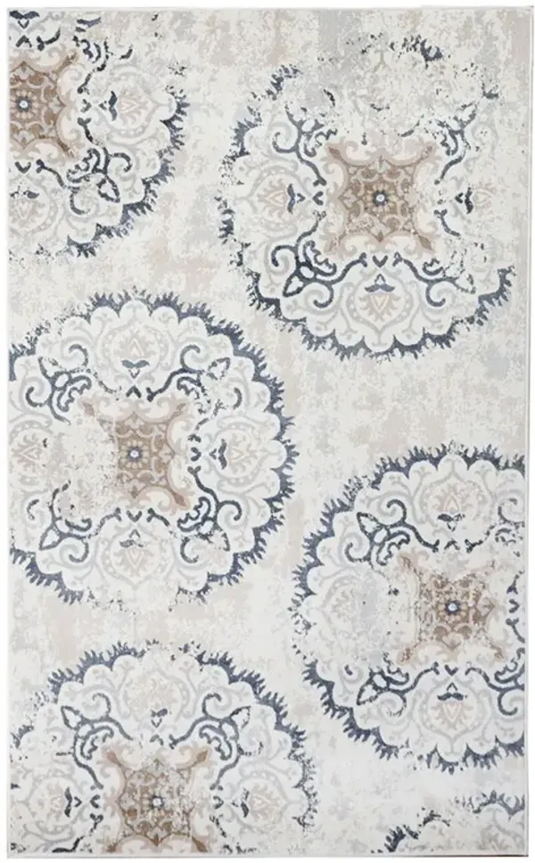 8' x 10' Geometric Medallion Stain Resistant Area Rug - Ivory