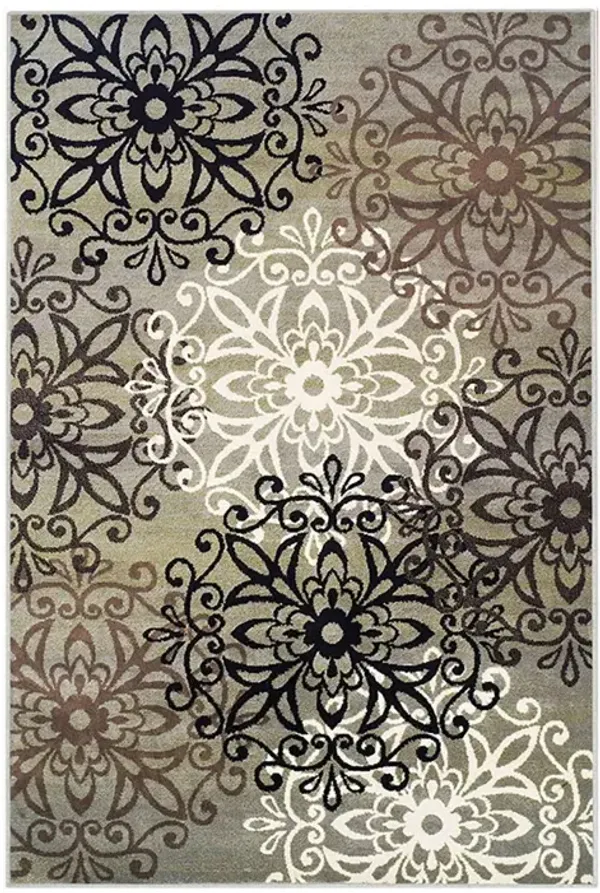 2' x 3' Medallion Power Loom Stain Resistant Area Rug - Blue And Gray