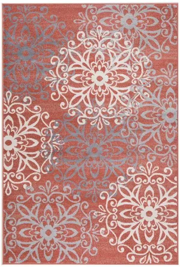 2' x 3' Medallion Power Loom Stain Resistant Area Rug - Ginger And Gray