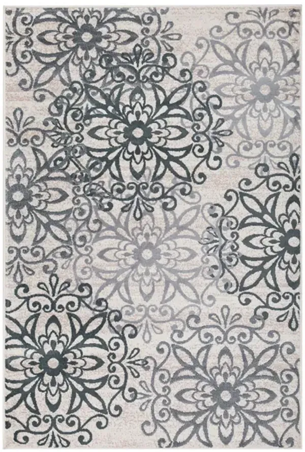 2' x 3' Medallion Power Loom Stain Resistant Area Rug - Oatmeal And Gray