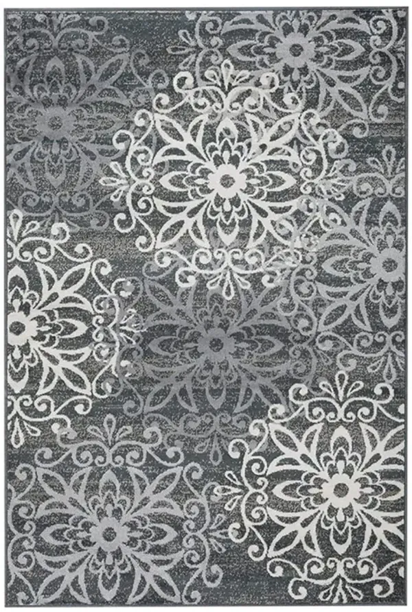 2' x 3' Medallion Power Loom Stain Resistant Area Rug - Slate And Gray