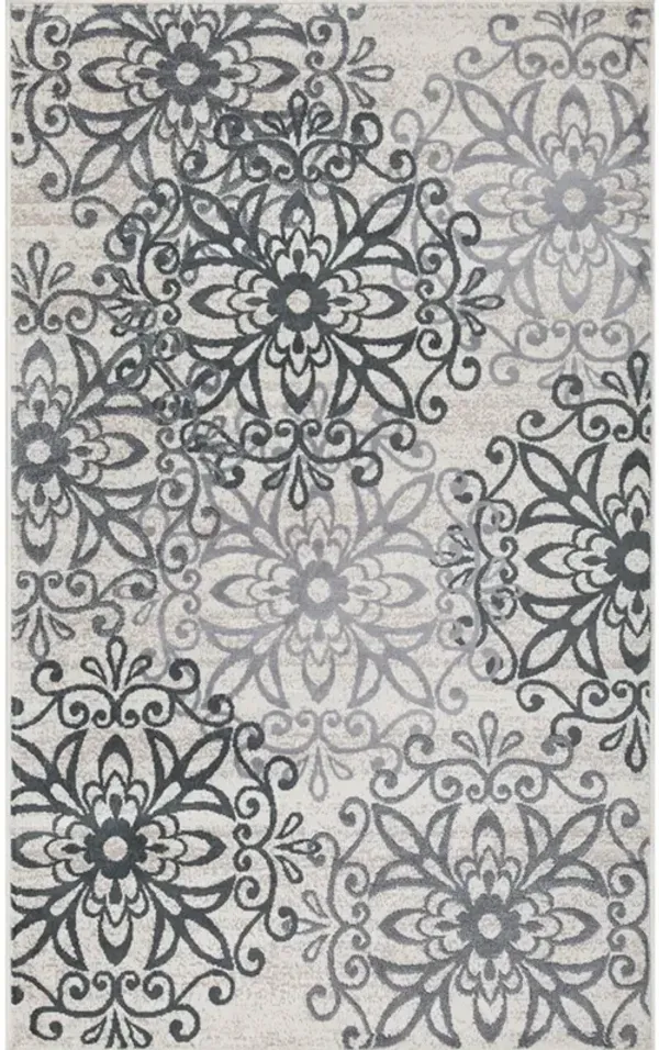 4' x 6' Medallion Power Loom Stain Resistant Area Rug - Oatmeal And Gray