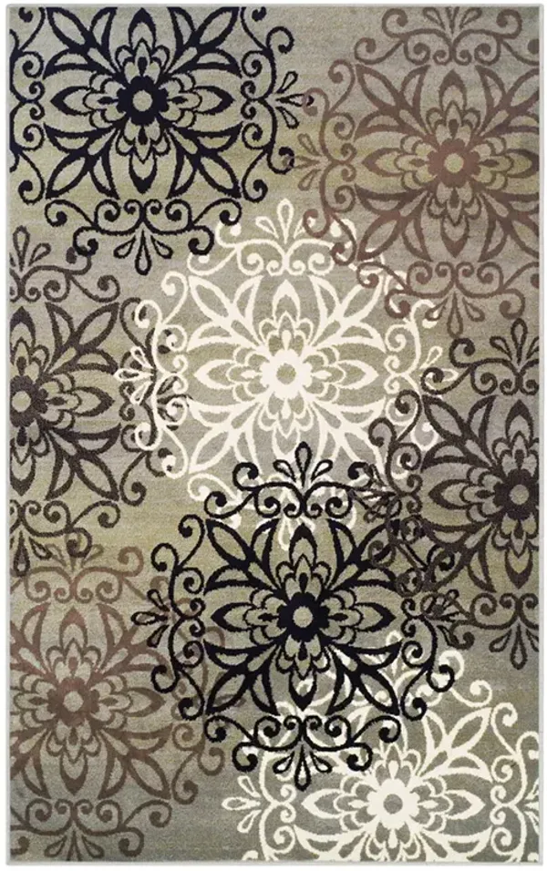 8' x 10' Medallion Power Loom Stain Resistant Area Rug - Blue And Gray