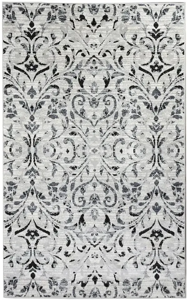 8' x 10' Floral Vines Power Loom Stain Resistant Area Rug - Platinum