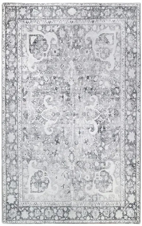 5' x 8' Medallion Power Loom Stain Resistant Area Rug - Charcoal