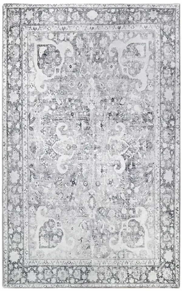 8' x 10' Medallion Power Loom Stain Resistant Area Rug - Charcoal