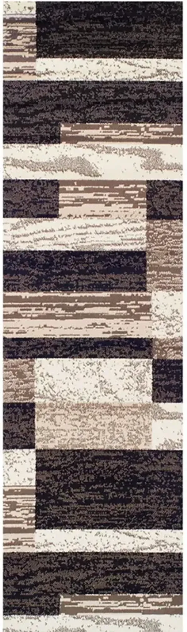 12' Patchwork Power Loom Runner Rug - Chocolate