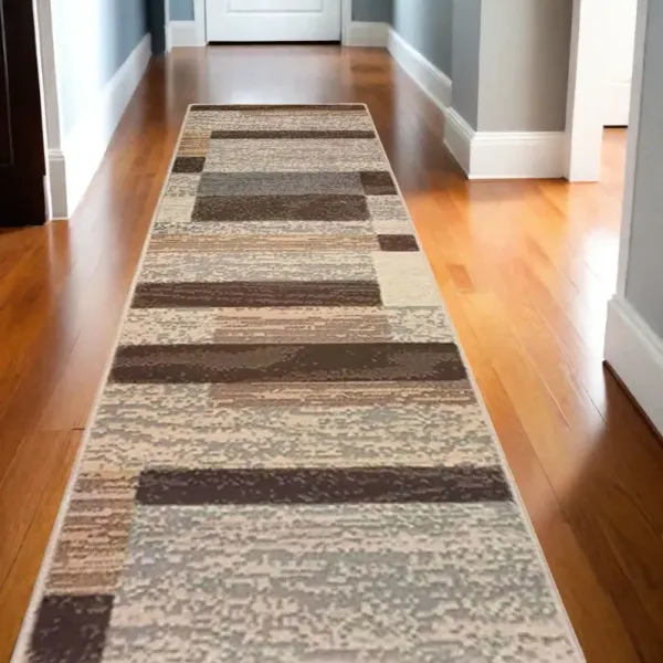 11' Patchwork Power Loom Stain Resistant Runner Rug - Slate