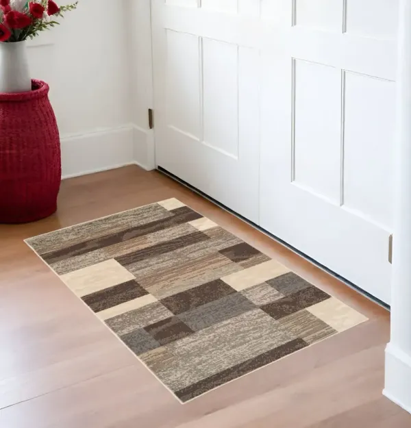 3' x 5' Patchwork Power Loom Stain Resistant Area Rug - Slate