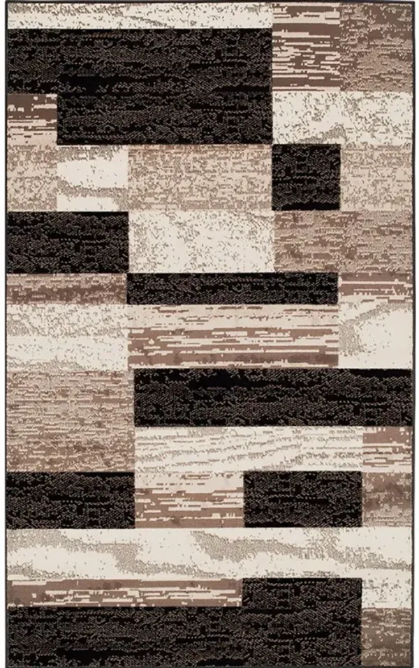 4' x 6' Patchwork Power Loom Stain Resistant Area Rug - Chocolate