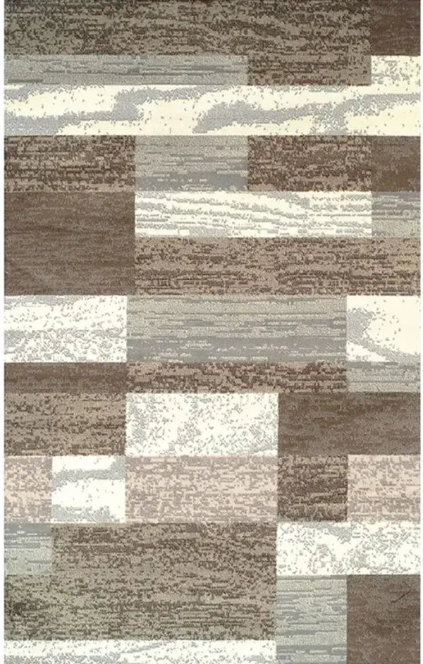 5' x 8' Patchwork Power Loom Stain Resistant Area Rug - Light Blue And Ivory