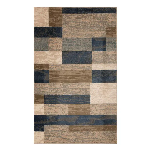 7' x 9' Patchwork Power Loom Stain Resistant Area Rug - Midnight Navy