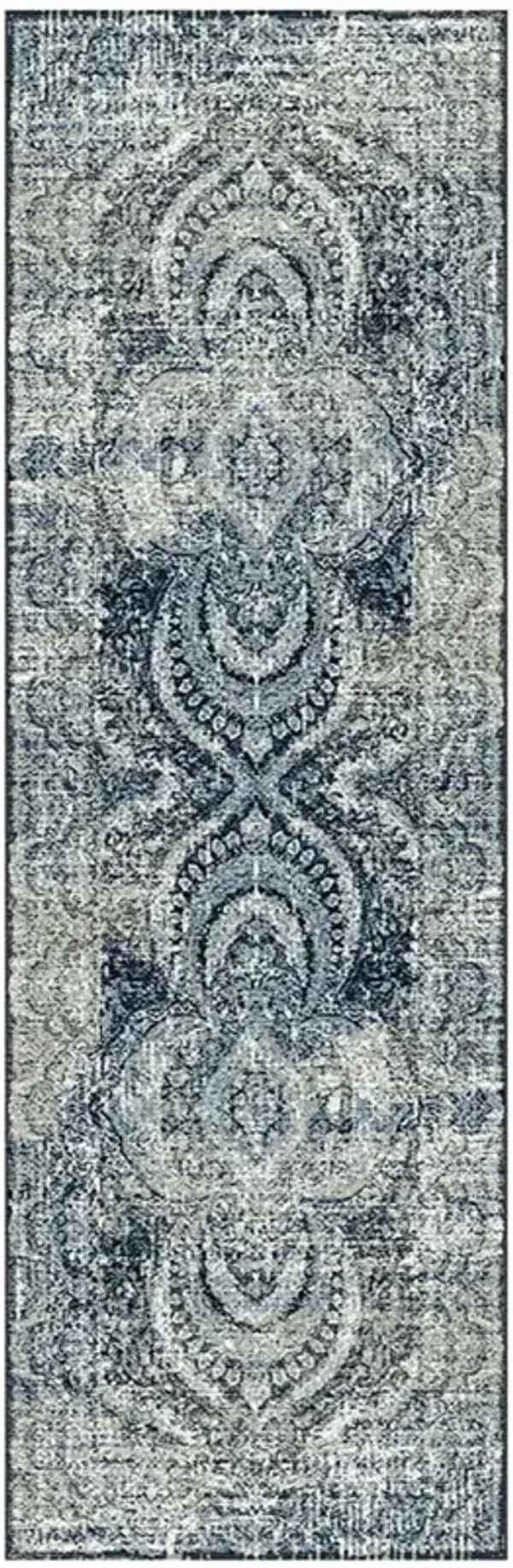 8' Abstract Power Loom Distressed Stain Resistant Runner Rug - Taupe