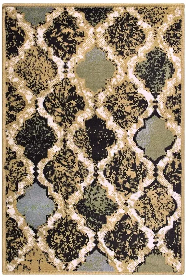 2' x 3' Quatrefoil Power Loom Distressed Stain Resistant Area Rug - Multi Color