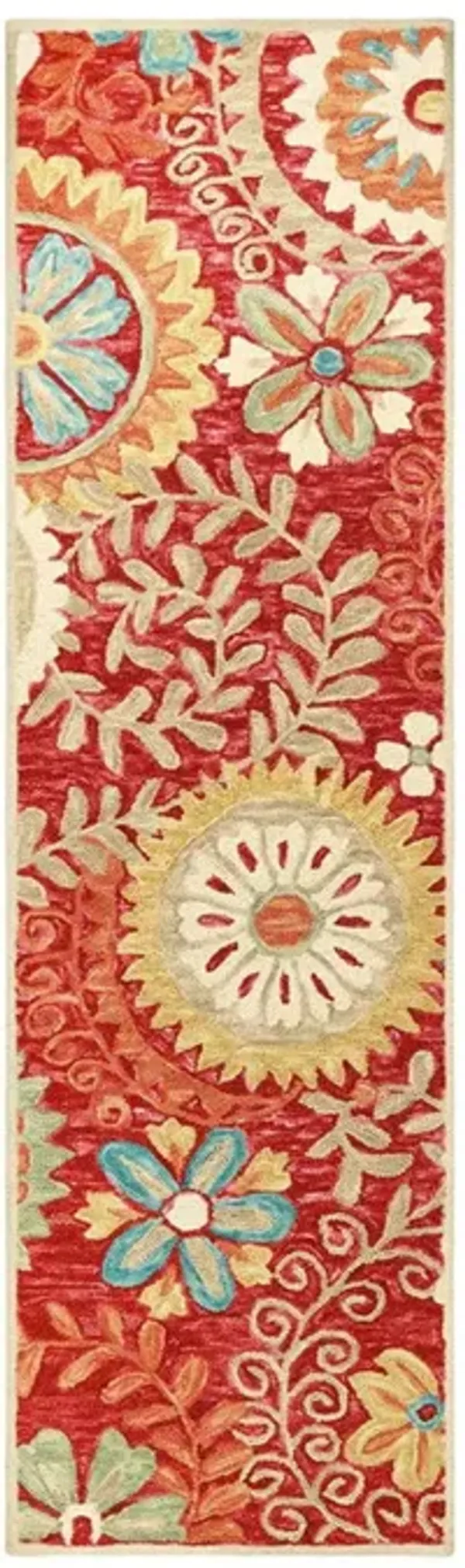 8' Wool Medallion Tufted Handmade Stain Resistant Runner Rug - Rust