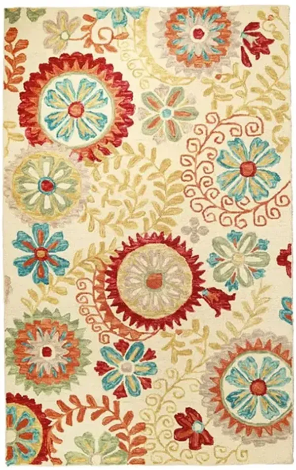 4' x 6' Wool Medallion Tufted Handmade Stain Resistant Area Rug - Cream