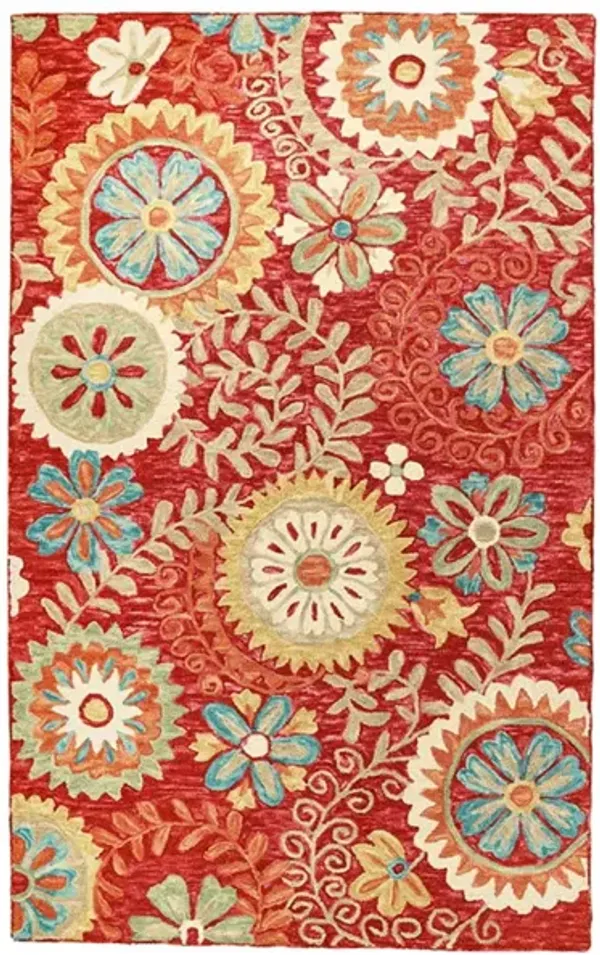 5' x 8' Wool Medallion Tufted Handmade Stain Resistant Area Rug - Rust