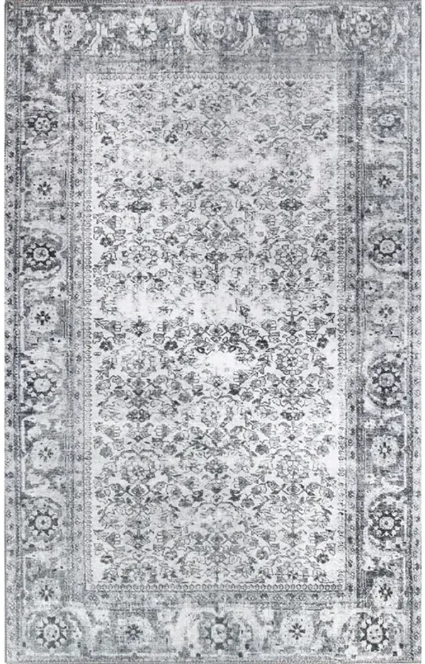 4' x 6' Oriental Power Loom Stain Resistant Area Rug - Charcoal