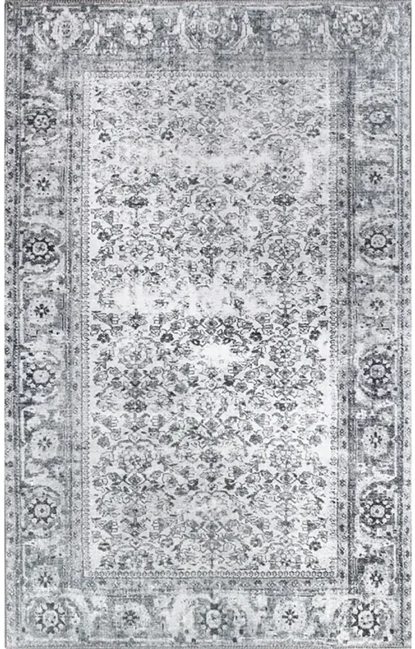8' x 10' Oriental Power Loom Stain Resistant Area Rug - Charcoal