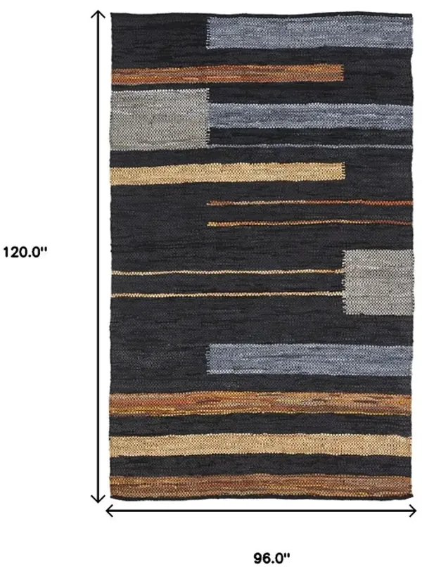 8' x 10' Striped Hand Woven Stain Resistant Area Rug - Navy Blue