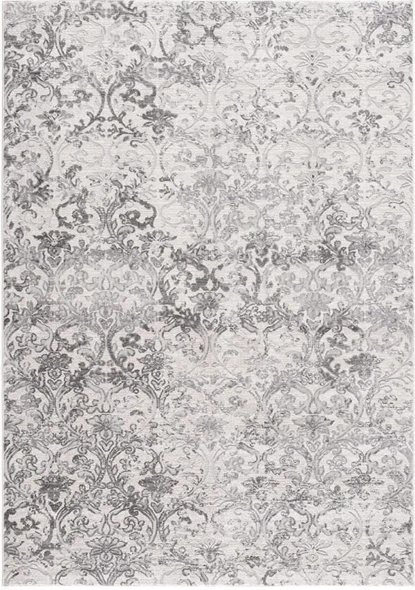 2' x 10' Damask Power Loom Stain Resistant Area Rug - Cream