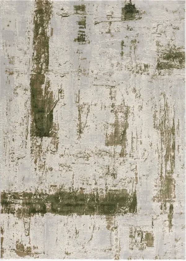 2' x 4' Abstract Power Loom Stain Resistant Area Rug - Green