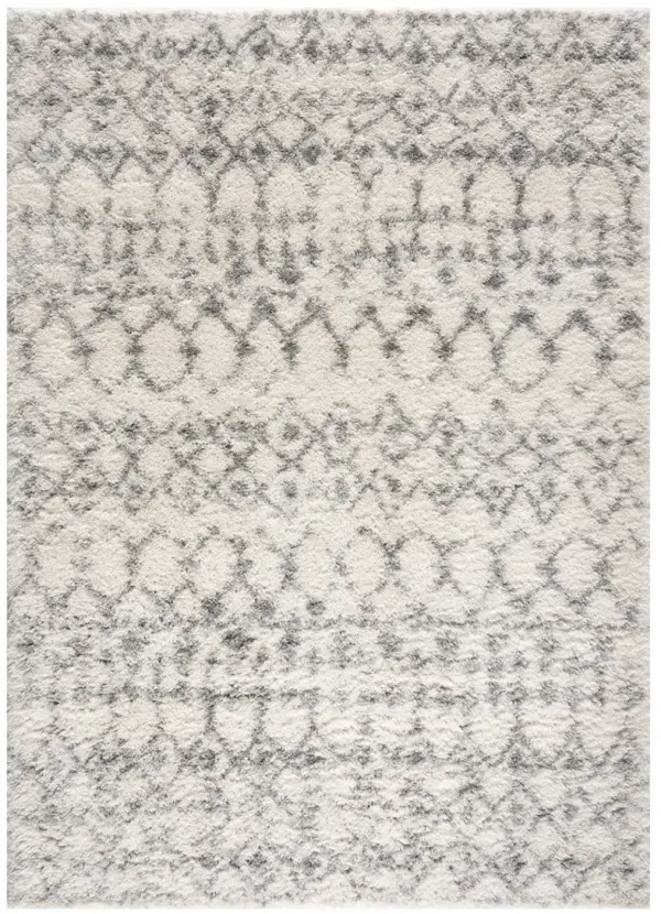 3' x 5' Southwestern Shag Power Loom Distressed Area Rug - Gray And Ivory