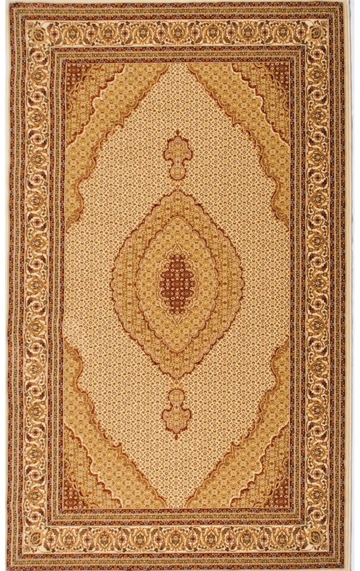 20' Runner Oriental Power Loom Runner Rug - Ivory And Beige