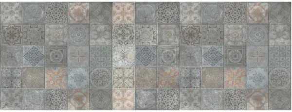 2' x 5' Mosaic Tile Printed Vinyl Area Rug With UV Protection - Brown And Gray