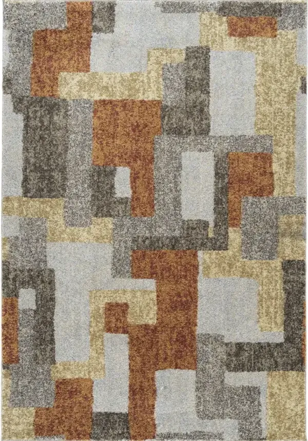 5' x 8' Geometric Area Rug - Gray And Brown