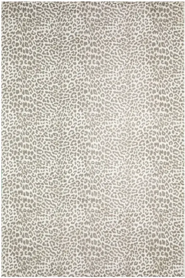 3' x 5' Leopard Print Shag Handmade Non Skid Area Rug - Beige And Cream