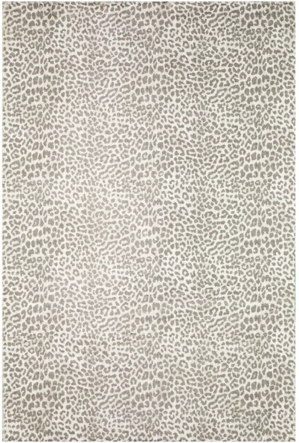 5' x 8' Leopard Print Shag Handmade Non Skid Area Rug - Beige And Cream