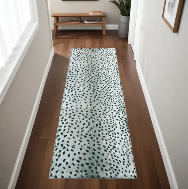 2' x 8' Gazelle Print Shag Handmade Non Skid Runner Rug - Black