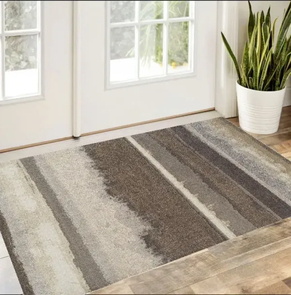 3' x 5' Abstract Area Rug - Brown And Ivory
