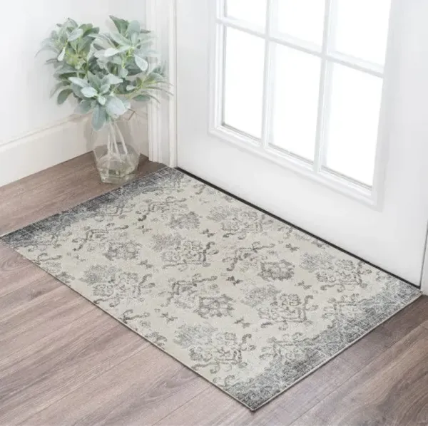 3' x 5' Oriental Area Rug - Gray And Ivory