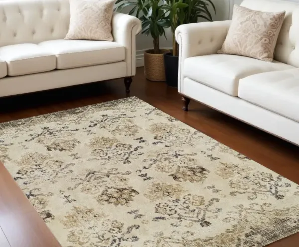 10' x 13' Oriental Area Rug - Beige And Brown