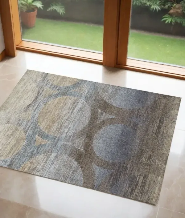 3' x 5' Abstract Area Rug - Brown And Beige